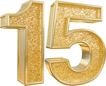3d gold modern number 15